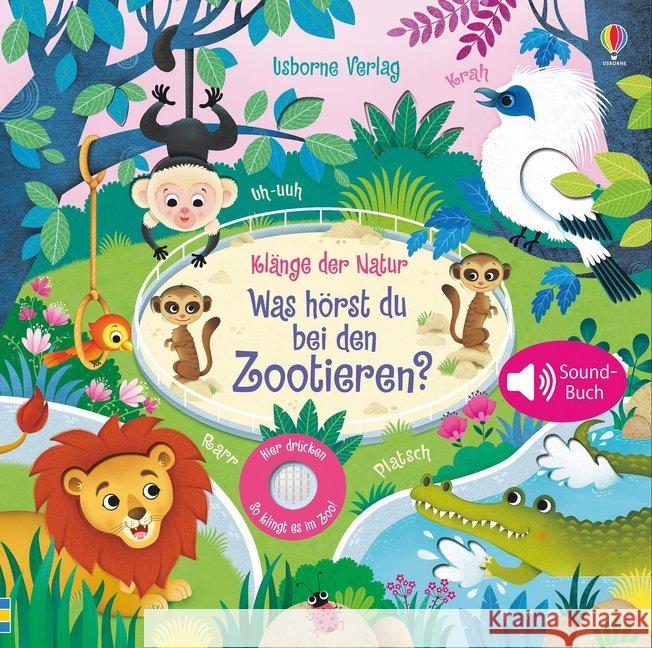 Klänge der Natur: Was hörst du bei den Zootieren?, Soundbuch Taplin, Sam 9781789412260 Usborne Verlag - książka
