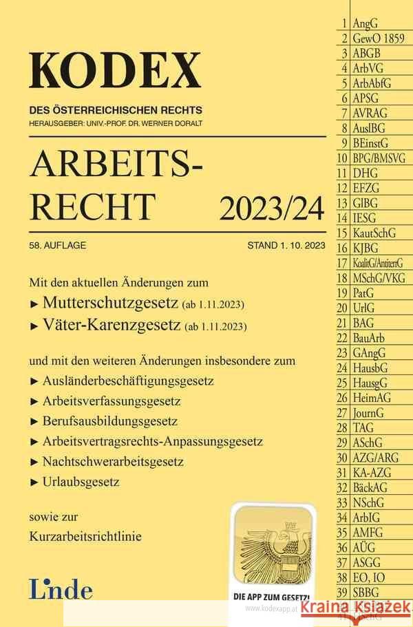 KODEX Arbeitsrecht 2023/24 Stech, Edda, Ercher-Lederer, Gerda 9783707348538 Linde, Wien - książka