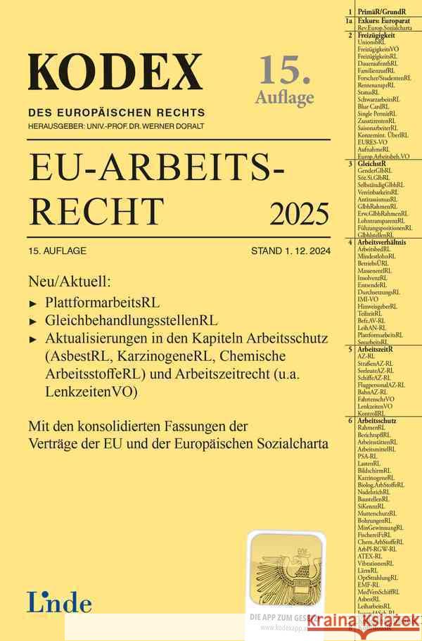 KODEX EU-Arbeitsrecht 2025 Dori, Valerie, Schmid, Andreas 9783714304053 Linde, Wien - książka