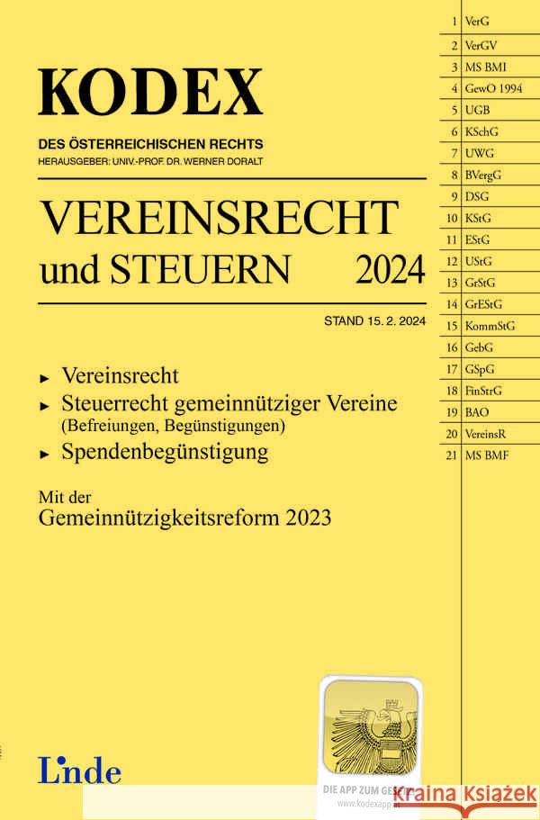 KODEX Vereinsrecht und Steuern  9783707349641 Linde, Wien - książka