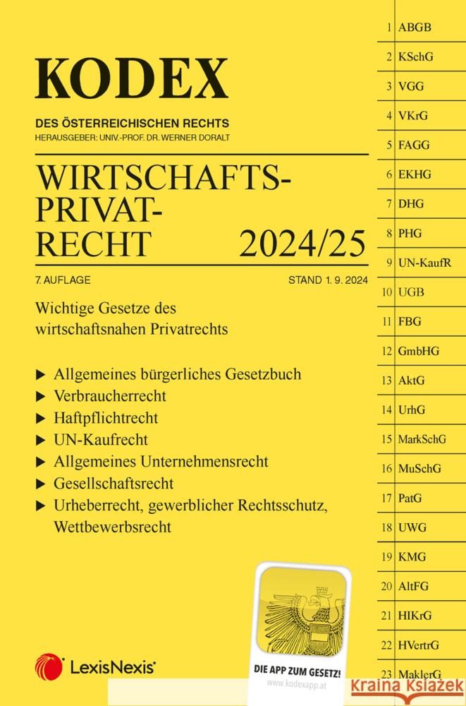 KODEX Wirtschaftsprivatrecht 2024/25 - inkl. App  9783700786801 LexisNexis Österreich - książka