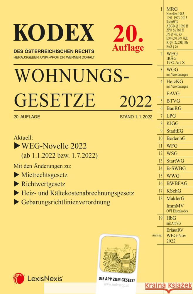 KODEX Wohnungsgesetze 2022 - inkl. App  9783700776567 LexisNexis Österreich - książka