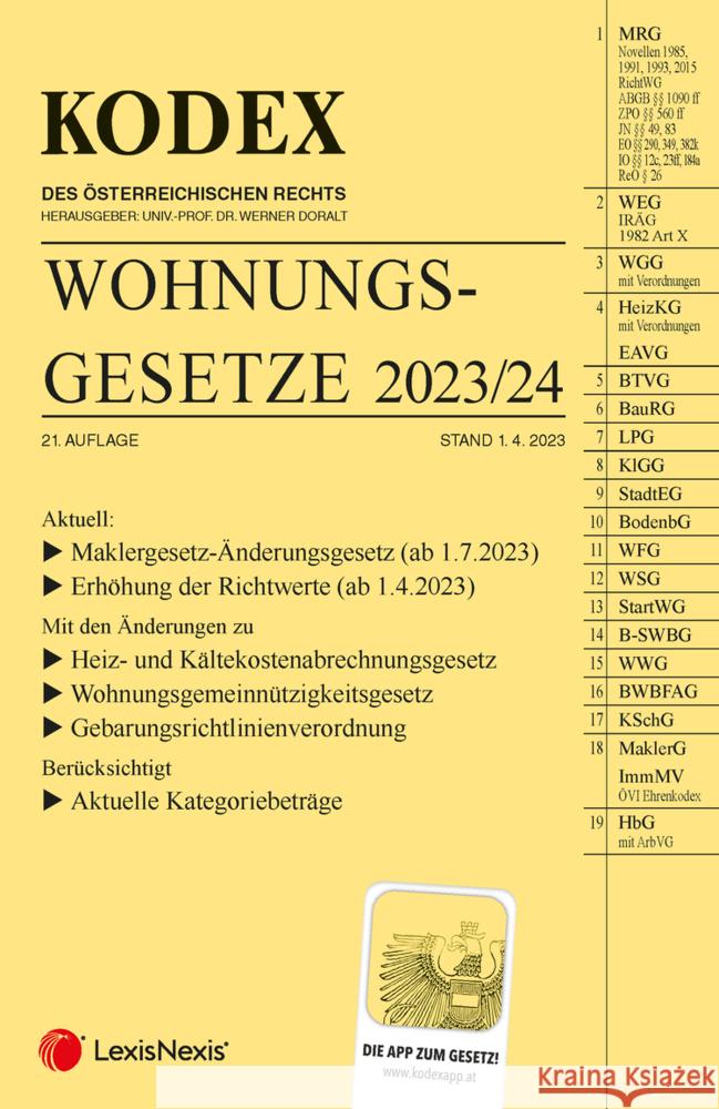 KODEX Wohnungsgesetze 2023/24 - inkl. App  9783700780236 LexisNexis Österreich - książka