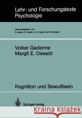 Kognition Und Bewußtsein Gadenne, Volker 9783540537649 Springer-Verlag - książka