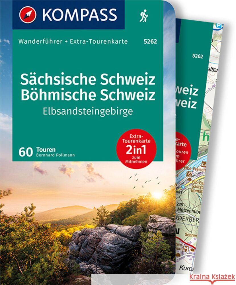 KOMPASS Wanderführer 5262 Sächsische Schweiz, Böhmische Schweiz, Elbsandsteingebirge Pollmann, Bernhard 9783990449066 Kompass-Karten - książka