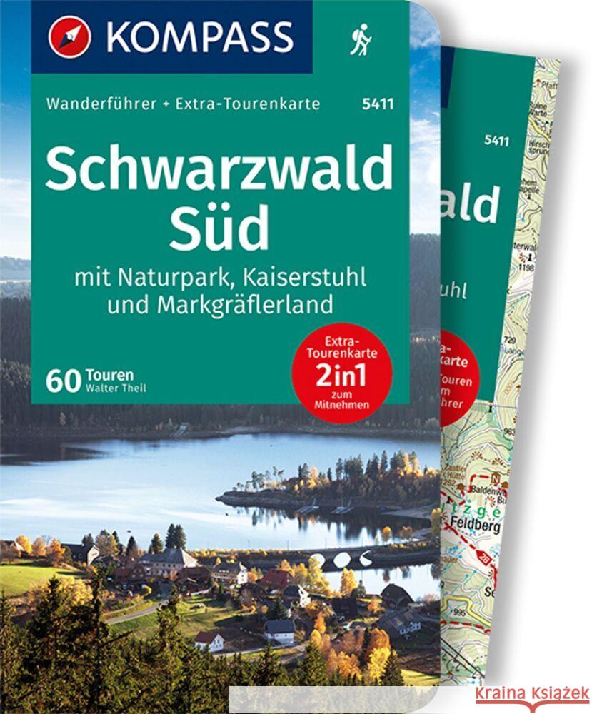 KOMPASS Wanderführer 5411 Schwarzwald Süd mit Naturpark, Kaiserstuhl und Markgräflerland Theil, Walter 9783991211945 Kompass-Karten - książka