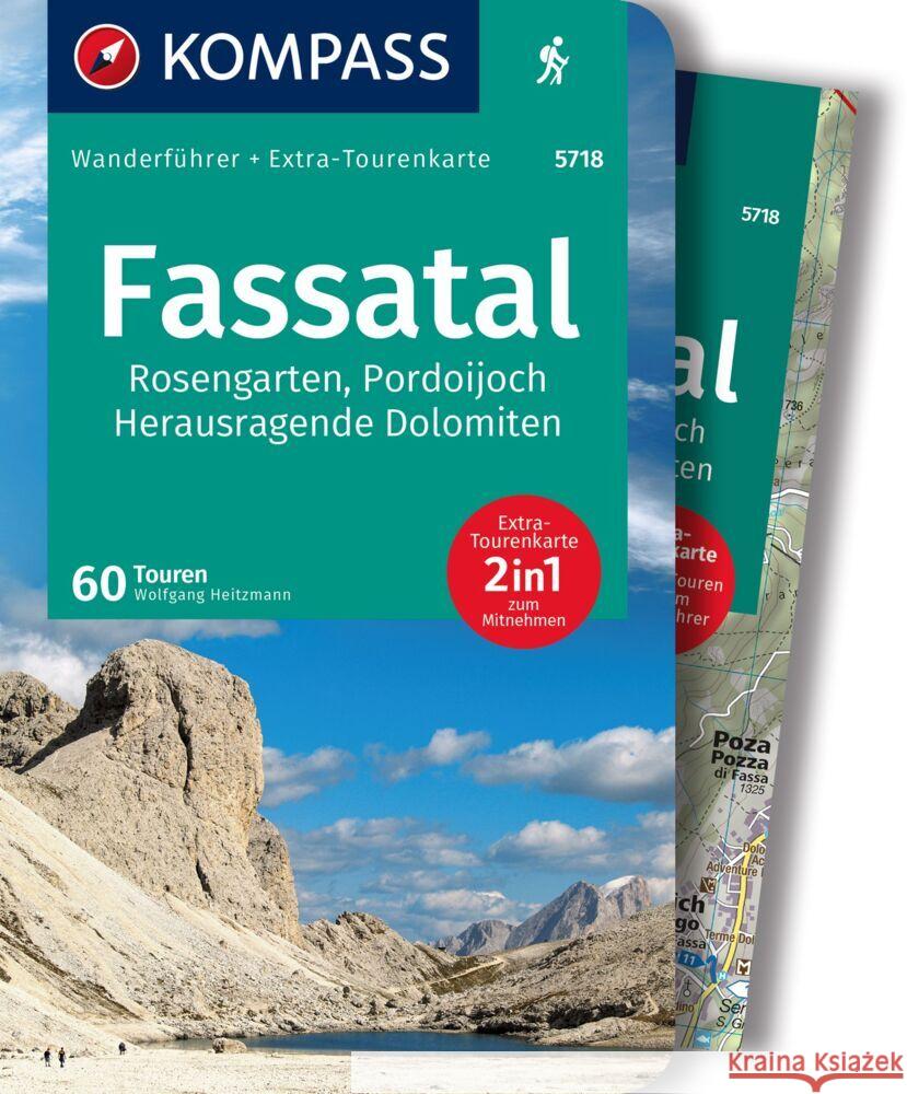 KOMPASS Wanderführer 5718 Fassatal, Rosengarten, 60 Touren Heitzmann, Wolfgang 9783991215486 Kompass-Karten - książka