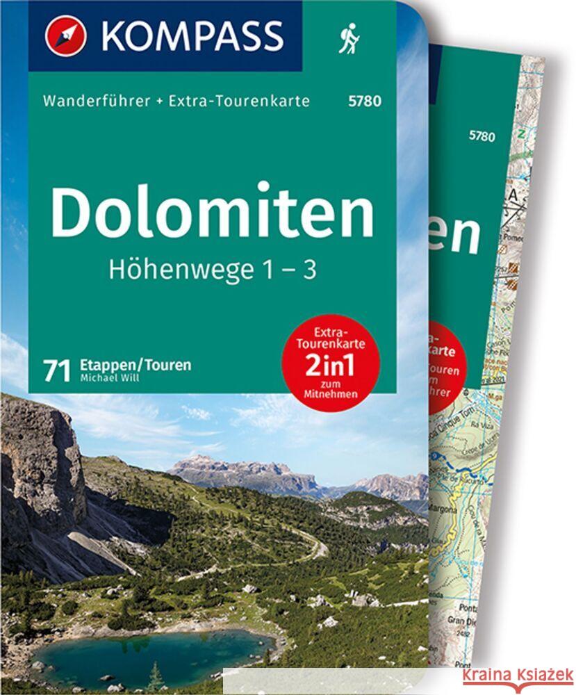 KOMPASS Wanderführer 5780 Dolomiten Höhenweg 1 bis 3 Will, Michael 9783991211402 Kompass-Karten - książka