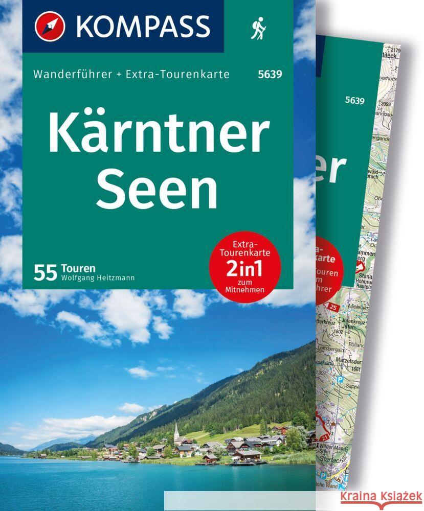 KOMPASS Wanderführer Kärntner Seen, 55 Touren mit Extra-Tourenkarte Heitzmann, Wolfgang 9783991540793 Kompass-Karten - książka