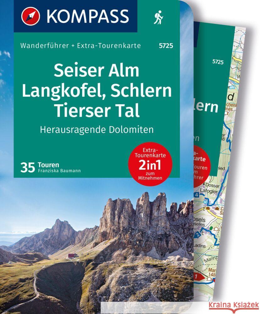 KOMPASS Wanderführer Seiser Alm, Langkofel, Schlern, Tierser Tal - Herausragende Dolomiten, 35 Touren Baumann, Franziska 9783991217756 Kompass-Karten - książka