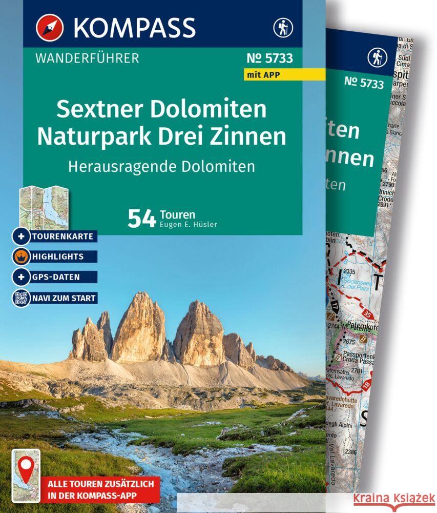 KOMPASS Wanderführer Sextner Dolomiten, Naturpark Drei Zinnen - Herausragende Dolomiten, 50 Touren mit Extra-Tourenkarte Hüsler, Eugen E. 9783991544272 Kompass-Karten - książka
