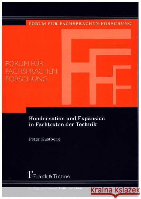 Kondensation und Expansion in Fachtexten der Technik Kastberg, Peter 9783732902217 Frank & Timme - książka