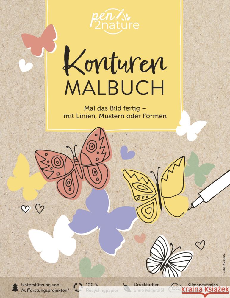 Konturen-Malbuch | Mal das Bild fertig - mit Linien, Mustern oder Formen  9783987640582 Pen2nature - książka