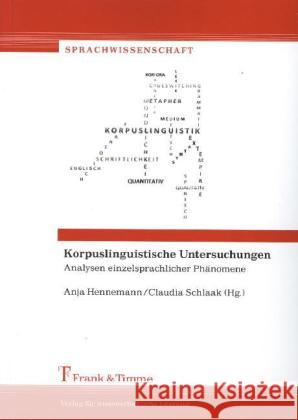 Korpuslinguistische Untersuchungen : Analysen einzelsprachlicher Phänomene  9783865965196 Frank & Timme - książka