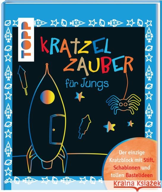 Kratzelzauber für Jungs : Der einzige Kratzblock mit Stift, Schablonen und tollen Bastelideen  9783772476341 Frech - książka