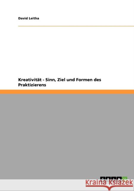 Kreativität - Sinn, Ziel und Formen des Praktizierens Leitha, David 9783640705023 Grin Verlag - książka