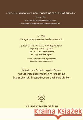 Kriterien Zur Optimierung Des Baues Von Großnaturzugkühltürmen Im Hinblick Auf Standsicherheit, Bauausführung Und Wirtschaftlichkeit Zerna, Wolfgang 9783531027265 Vs Verlag Fur Sozialwissenschaften - książka