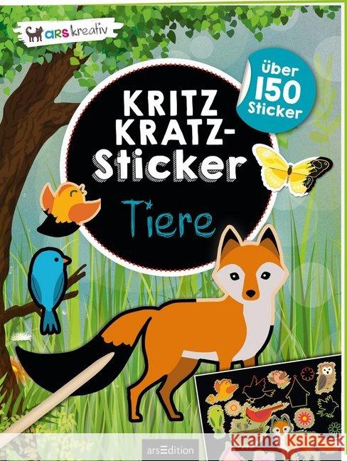 Kritzkratz-Sticker Tiere : Mit über 150 Stickern. Mit bunten Kratz-Seiten und Holzstift  9783845833699 ars edition - książka