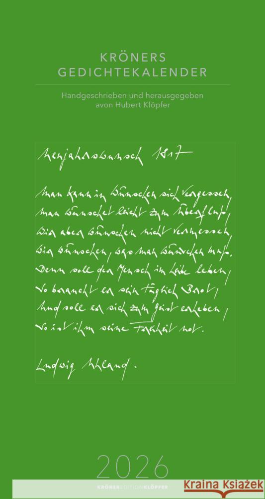 Kröners Gedichtekalender 2026  9783520799265 Kröner - książka