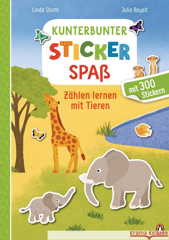 Kunterbunter Stickerspaß - Zählen lernen mit Tieren Sturm, Linda 9783328300984 Penguin Junior - książka