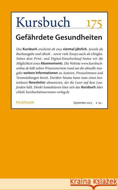 Kursbuch 175 : Gefährdete Gesundheiten  9783867742641 Murmann Verlag - książka
