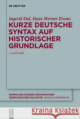 Kurze deutsche Syntax auf historischer Grundlage Dal, Ingerid 9783110485042 De Gruyter - książka