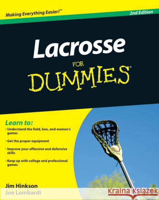 Lacrosse for Dummies Hinkson, Jim 9780470738559  - książka