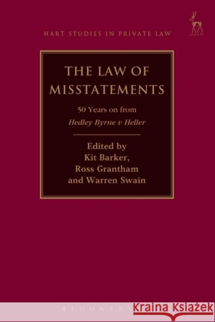 Law of Misstatements: 50 Years on from Hedley Byrne v Heller Barker, Kit 9781509917679 Hart Publishing - książka