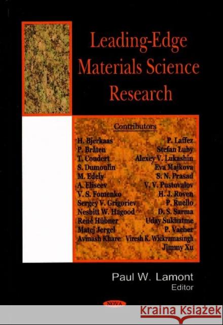 Leading-Edge Materials Science Research Paul W Lamont 9781600217982 Nova Science Publishers Inc - książka