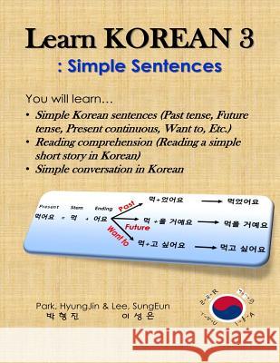Learn Korean 3: Simple Sentences: (Past tense, Future tense, Present continuous, Want to, Etc.; Reading comprehension; Simple conversa Lee, Sungeun 9781986386098 Createspace Independent Publishing Platform - książka