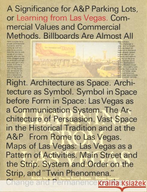 Learning From Las Vegas Steven Izenour 9780262036962 MIT Press Ltd - książka