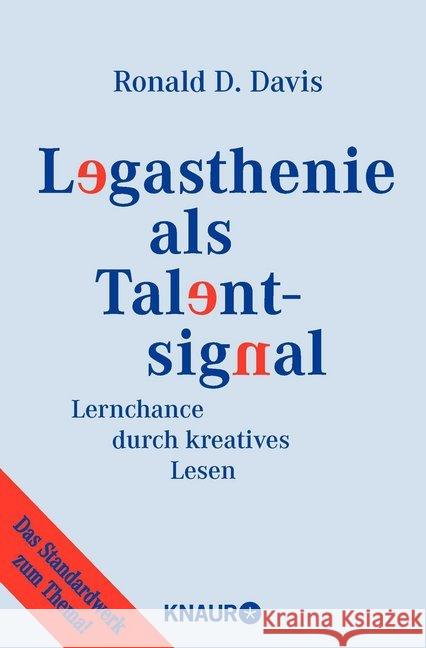 Legasthenie als Talentsignal : Lernchance durch kreatives Lesen Davis, Ronald D.   9783426775066 Droemer/Knaur - książka