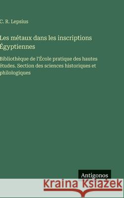 Les m?taux dans les inscriptions ?gyptiennes: Biblioth?que de l'?cole pratique des hautes ?tudes. Section des sciences historiques et philologiques C. R. Lepsius 9783386629096 Antigonos Verlag - książka