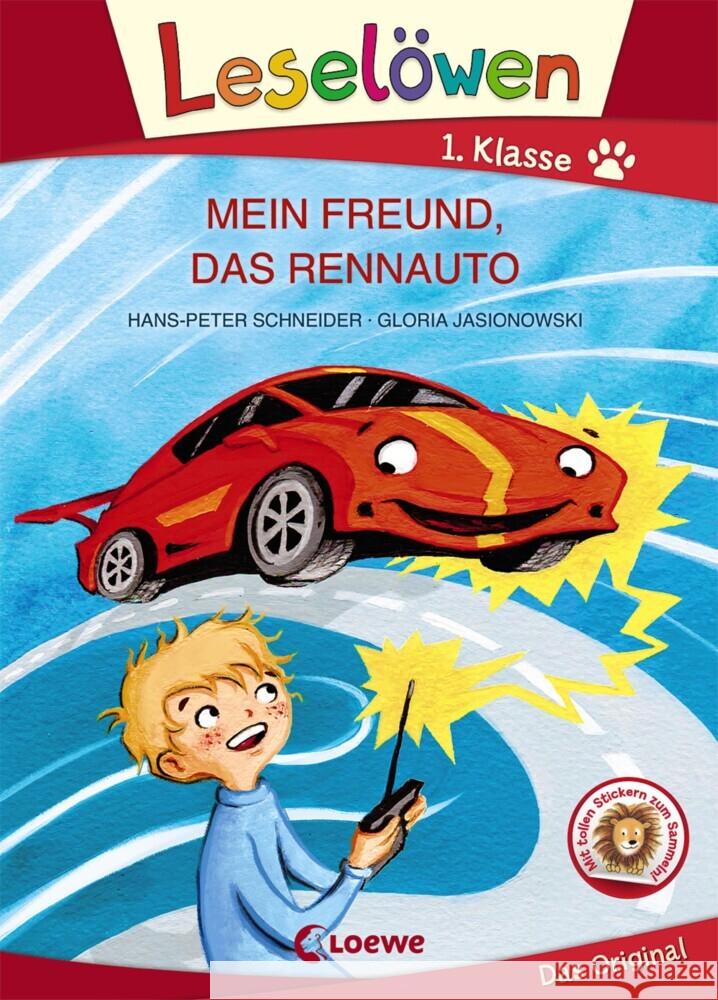 Leselöwen 1. Klasse - Mein Freund, das Rennauto (Großbuchstabenausgabe) Schneider, Hans-Peter 9783743206748 Loewe Verlag - książka