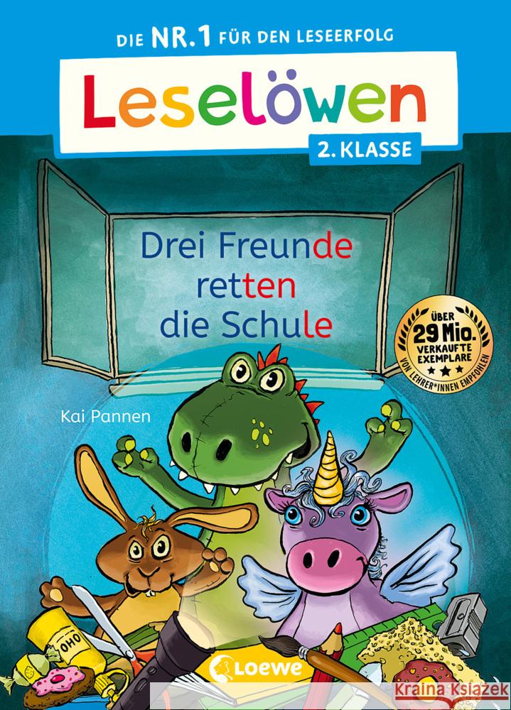 Leselöwen 2. Klasse - Drei Freunde retten die Schule Pannen, Kai 9783743214378 Loewe - książka
