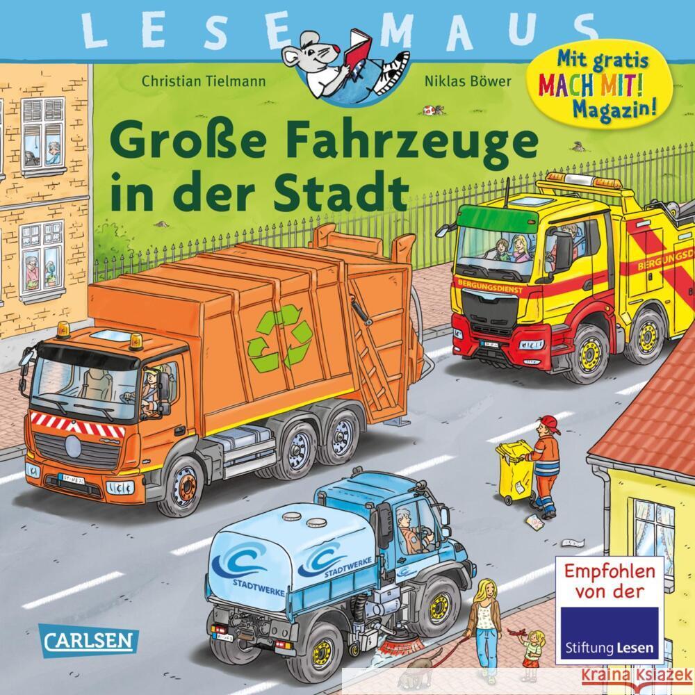 LESEMAUS 188: Große Fahrzeuge in der Stadt Tielmann, Christian 9783551081889 Carlsen - książka