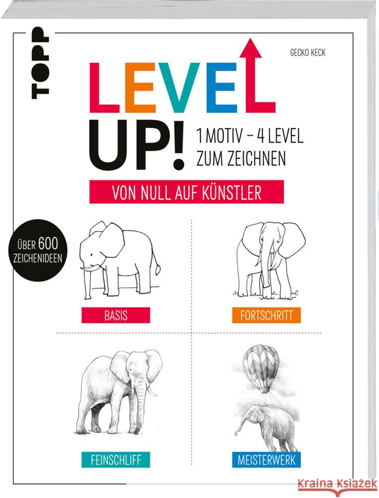 Level up! 1 Motiv - 4 Level zum Zeichnen Keck, Gecko 9783735892034 Frech - książka