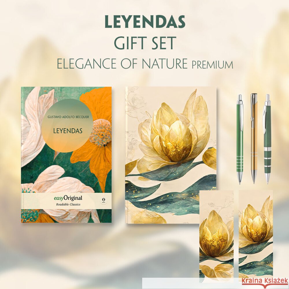 Leyendas (with audio-online) Readable Classics Geschenkset + Eleganz der Natur Schreibset Premium, m. 1 Beilage, m. 1 Buch Bécquer, Gustavo Adolfo 9783991681458 EasyOriginal - książka