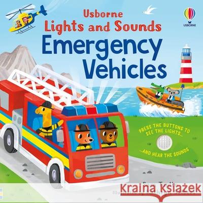 Lights and Sounds Emergency Vehicles Sam Taplin Kathryn Selbert 9781805078852 Usborne Books - książka