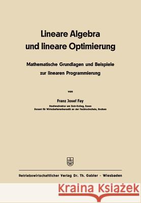 Lineare Algebra Und Lineare Optimierung: Mathematische Grundlagen Und Beispiele Zur Linearen Programmierung Fay, Franz Josef 9783409953047 Gabler Verlag - książka
