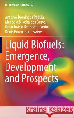 Liquid Biofuels: Emergence, Development and Prospects Domingos Padula, Antonio 9781447164814 Springer - książka