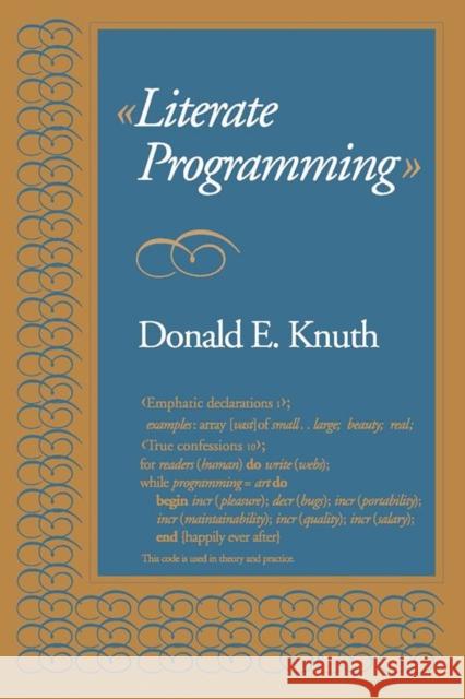 Literate Programming Donald Ervin Knuth 9780937073803 Center for the Study of Language and Informat - książka