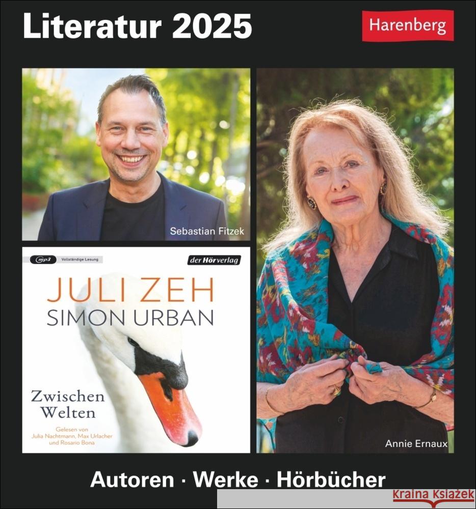 Literatur Tagesabreißkalender 2025 - Kulturkalender - Autoren, Werke, Hörbücher Anders, Ulrike, Lotz, Brigitte, Michel, Dirk 9783840033308 Harenberg - książka