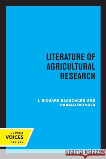 Literature of Agricultural Research Harald Ostvold 9780520350083 University of California Press - książka