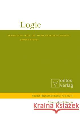 Logic Pfänder, Alexander 9783110328714 Walter de Gruyter - książka