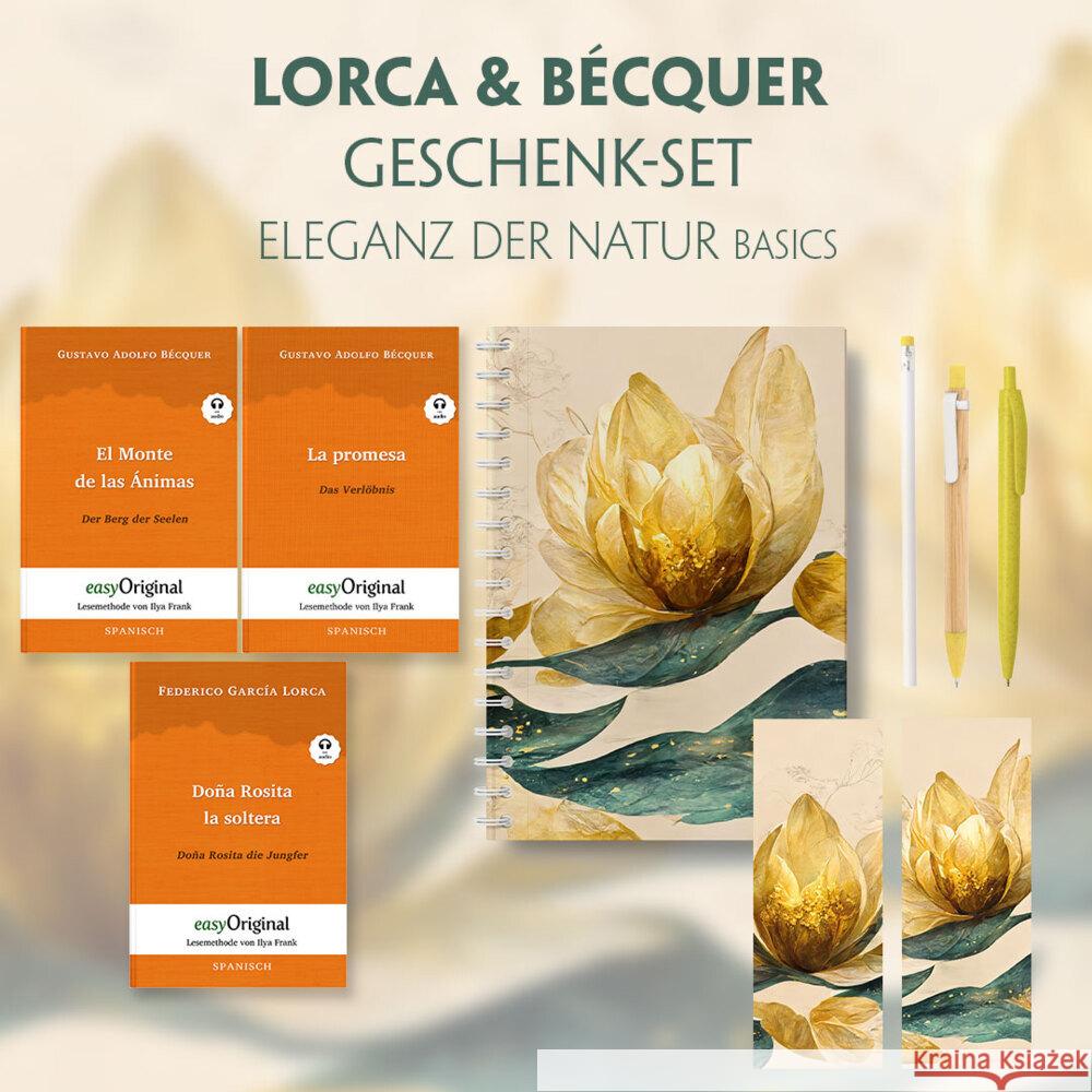 Lorca & Bécquer Geschenkset - 3 Bücher (mit Audio-Online) + Eleganz der Natur Schreibset Basics, m. 3 Beilage, m. 3 Buch García Lorca, Federico, Bécquer, Gustavo Adolfo 9783991680123 EasyOriginal - książka