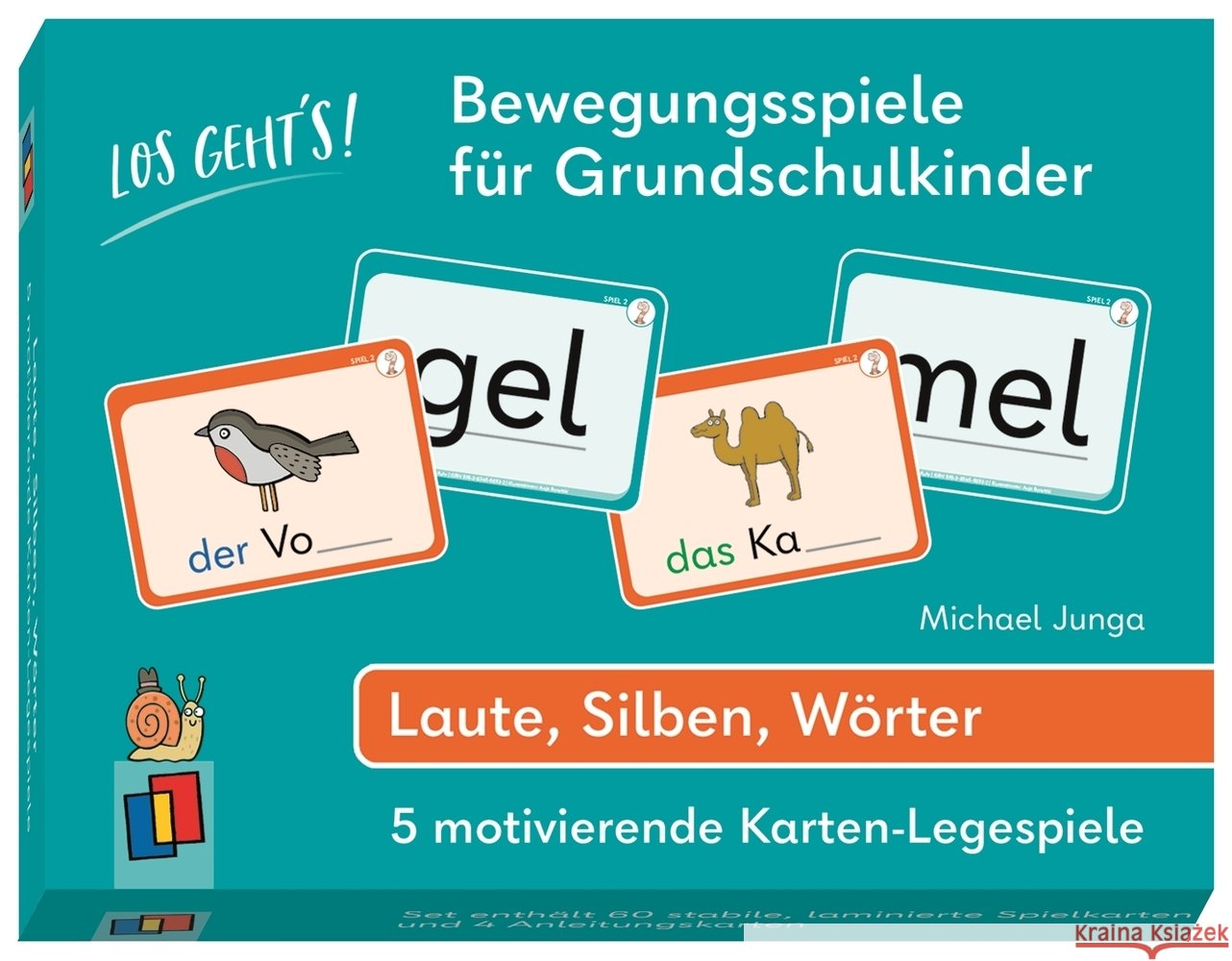 Los geht's! Bewegungsspiele für Grundschulkinder - Laute, Silben, Wörter Junga, Michael 9783834666932 Verlag an der Ruhr - książka