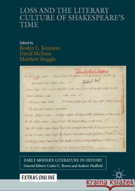 Loss and the Literary Culture of Shakespeare's Time Roslyn L. Knutson David McInnis Matthew Steggle 9783030368661 Palgrave MacMillan - książka