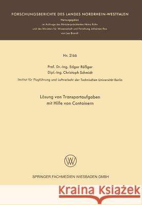 Lösung Von Transportaufgaben Mit Hilfe Von Containern Rößger, Edgar 9783663201243 Vs Verlag Fur Sozialwissenschaften - książka