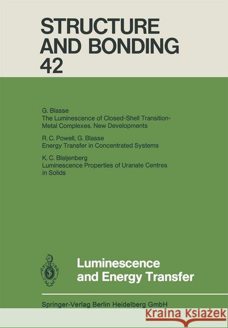 Luminescence and Energy Transfer  9783540103950 Not Avail - książka